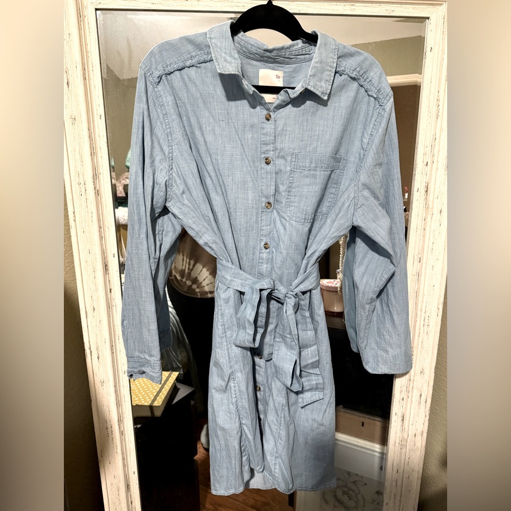 So Light Blue Casual Shirt Dress